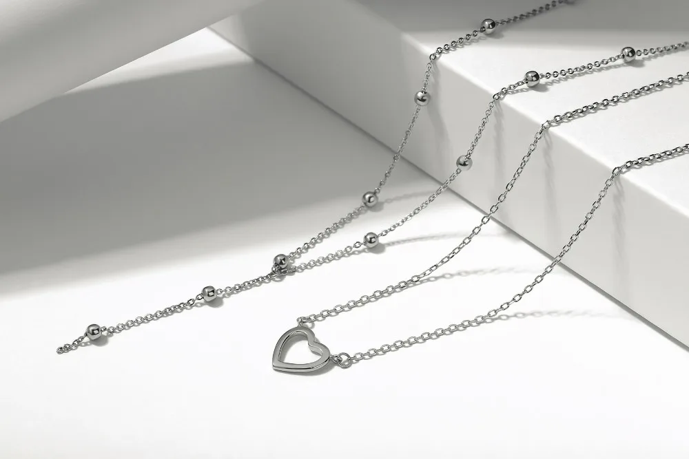 SODROV Authentic 925 Sterling Silver Classic Heart Clear CZ Pendant Necklaces Women Fashion Jewelry HN028 Personalized