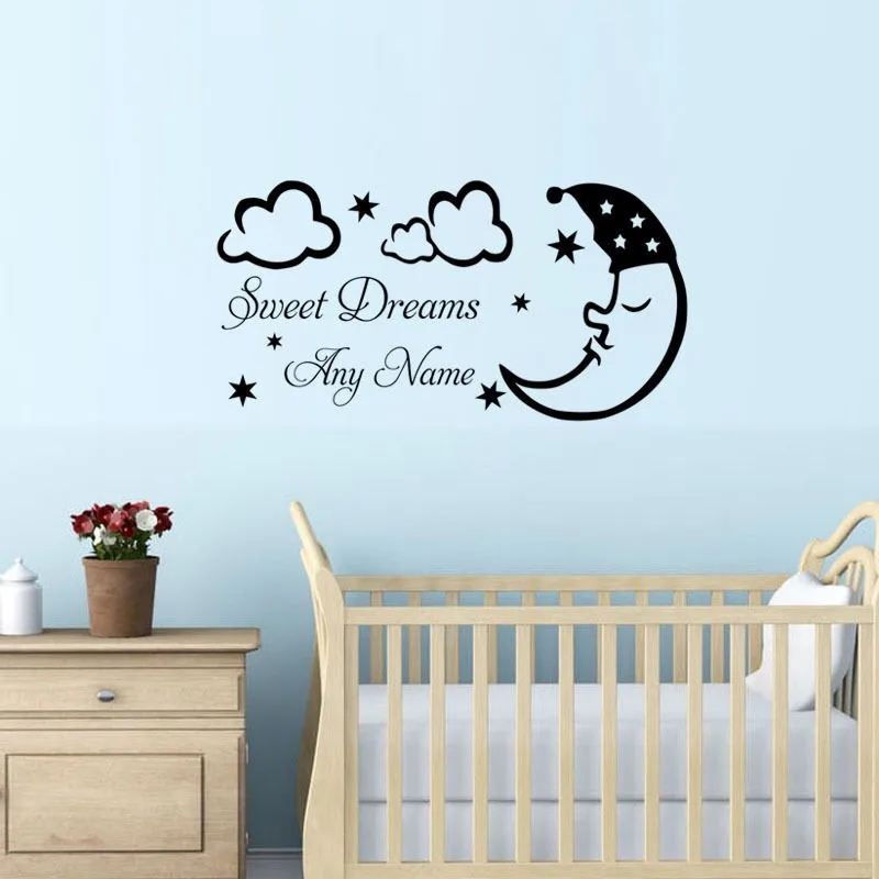 Сон Луна Звезда облако Сладкая мечта Персонализированные Имя Стикер Стены Винил