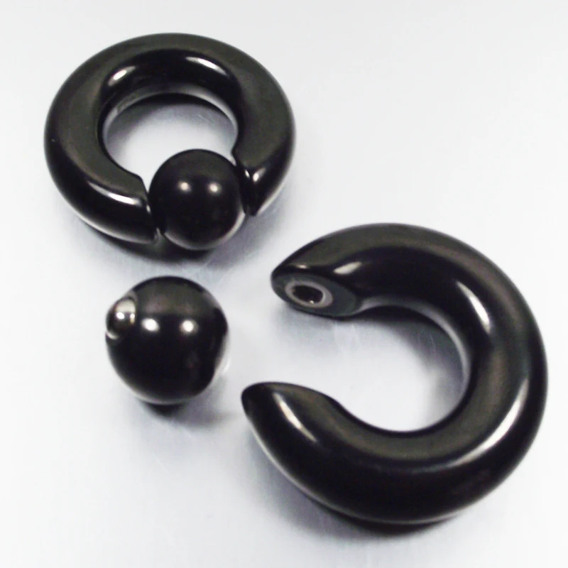 Кольцо-Петля из нержавеющей стали для пирсинга большого размера черное