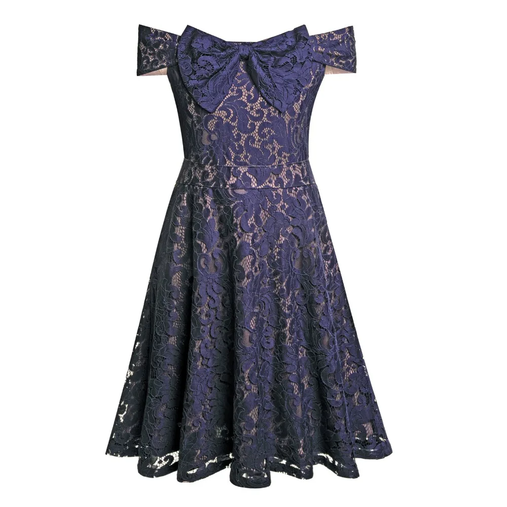 QI DIAN Vestidos De Fiesta летнее платье 2018 женские вечерние платья новое с открытыми плечами бантом винтажное