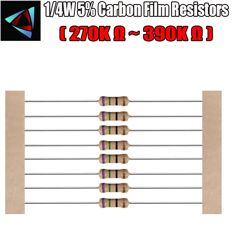 

100pcs 1/4W 5% Carbon Film Resistor 270K 300K 330K 360K 390K ohm