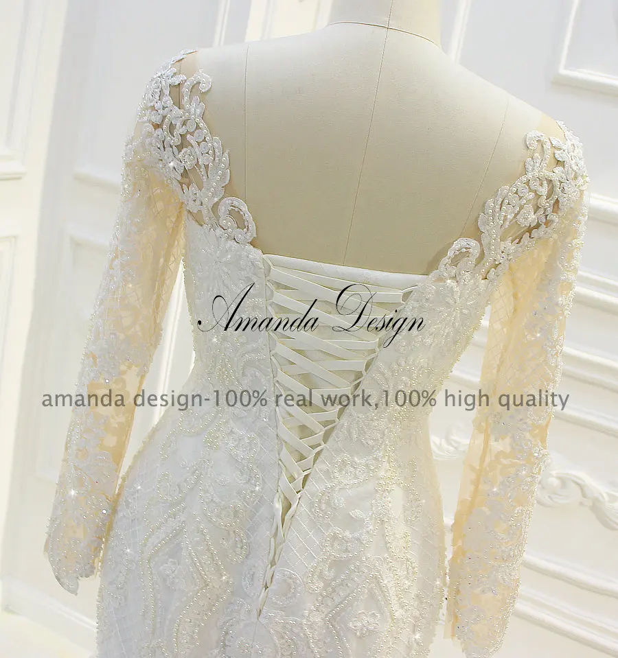 Роскошное Свадебное платье с длинными рукавами и открытой спиной Amanda Design
