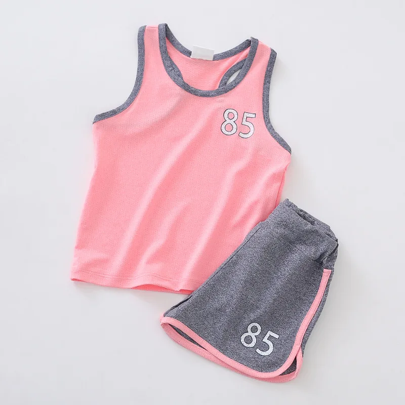 2019 Summer New Children Sets Quick Dry Clothes Baby Boy Girl Mesh Sleeves Vest Pants Sports Set | Детская одежда и обувь