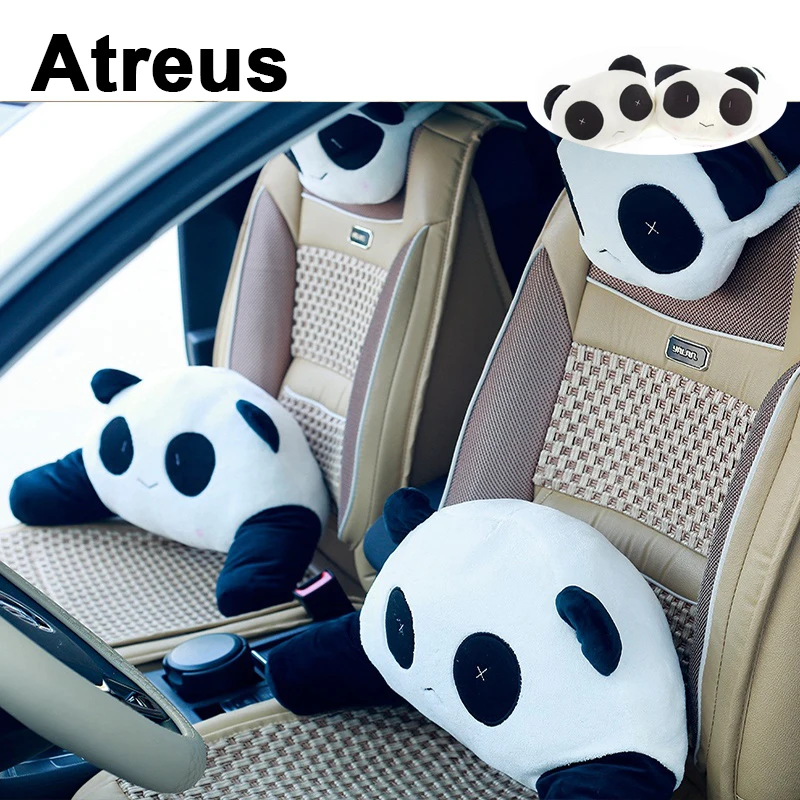 Автомобильный подголовник Atreus с милым мультяшным рисунком панды автомобильная