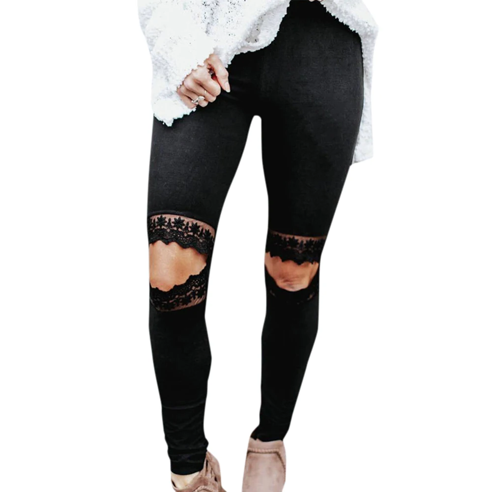 Новинка женские повседневные брюки облегающие до колена кружевные открытые