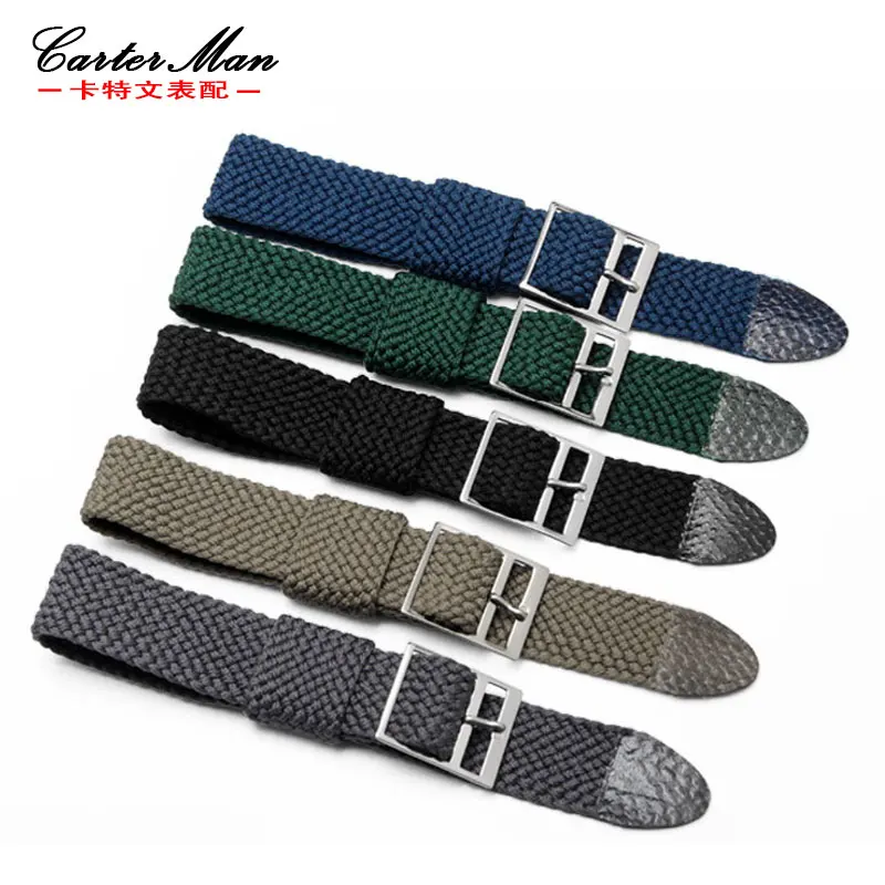 Черный ремешок для часов 20 мм высококачественный нейлоновый Perlon специальный