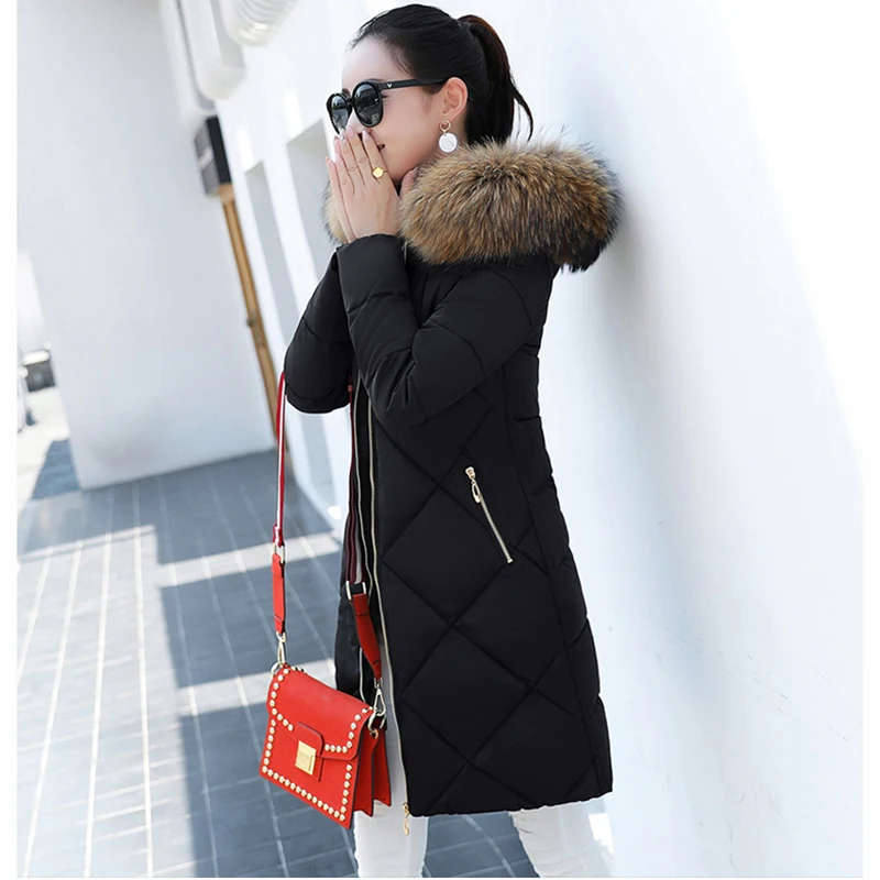 Женская зимняя хлопковая куртка 2018 Новое модное пальто с капюшоном длинное