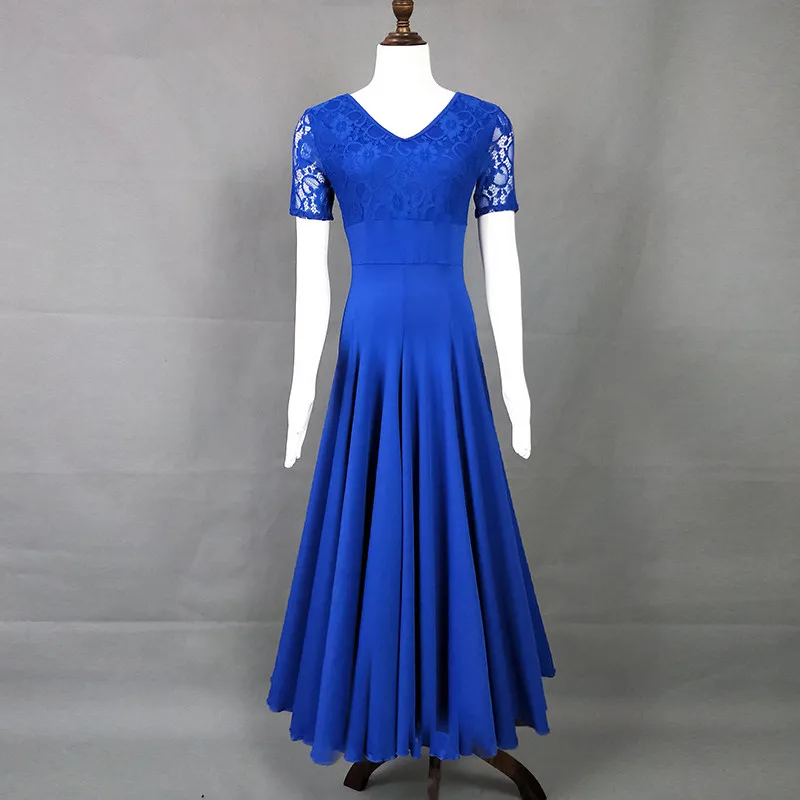 V Collar Lace short sleeve Dance dress Modern dance One piece Flamenco Waltz Wear Standard Practice Clothes Rumba Samba | Тематическая