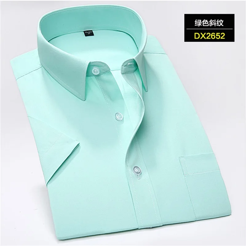DX2652 Twill Большие размеры 5XL 6XL 7XL Красная Зеленая фиолетовая саржевая рубашка со скрытыми полосками, Повседневная Деловая официальная рубашка с коротким рукавом, мужская мода 110 кг 120 кг - Цвет: DX2652 Twill