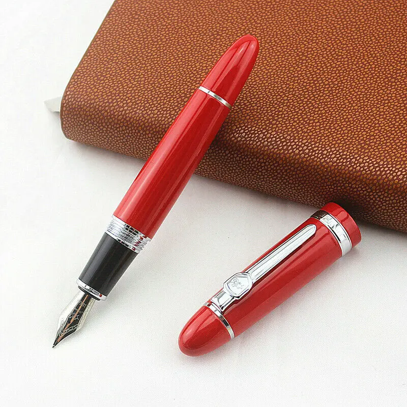 Red Silver Clip Bobby запустил Jinhao 159 большой размер авторучка с винтовой крышкой тонкий наконечник канцелярские товары офисные школьные принадлежности penna stilografica - Цвет: Red Silver Clip