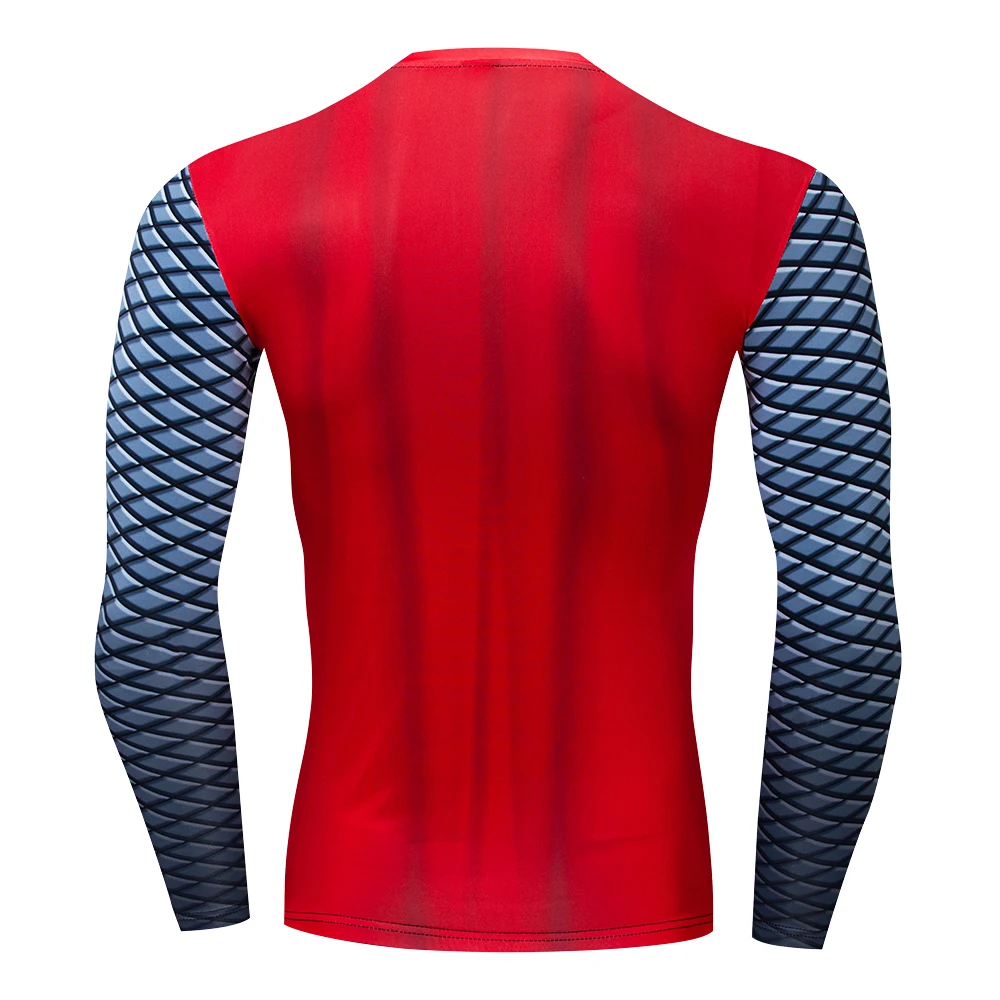 Fitness t men Autumn 3d print compression shirt Long sleeve tops fashion
