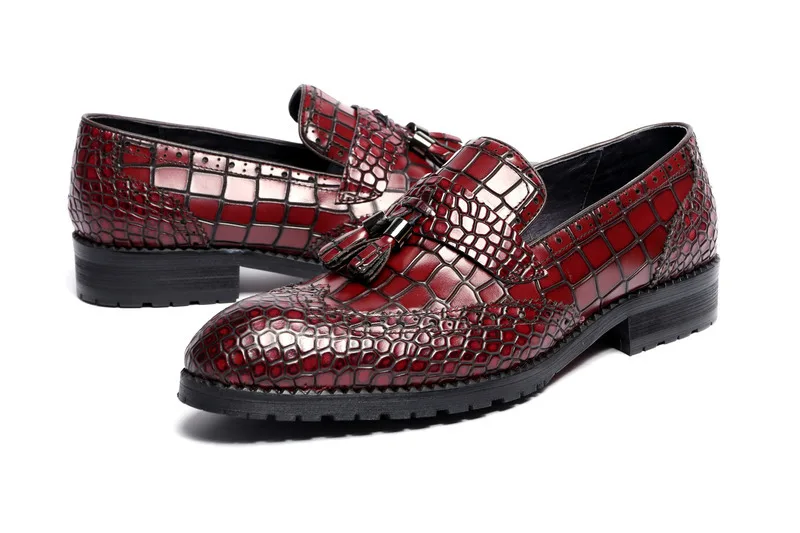 Мужские классические итальянские оксфорды с крокодиловой текстурой 2018 мужские