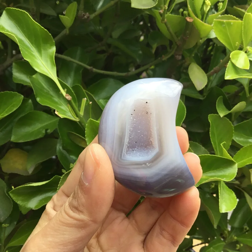 Натуральный агат геоде кристалл луна ручной резной драгоценный камень | Дом и сад