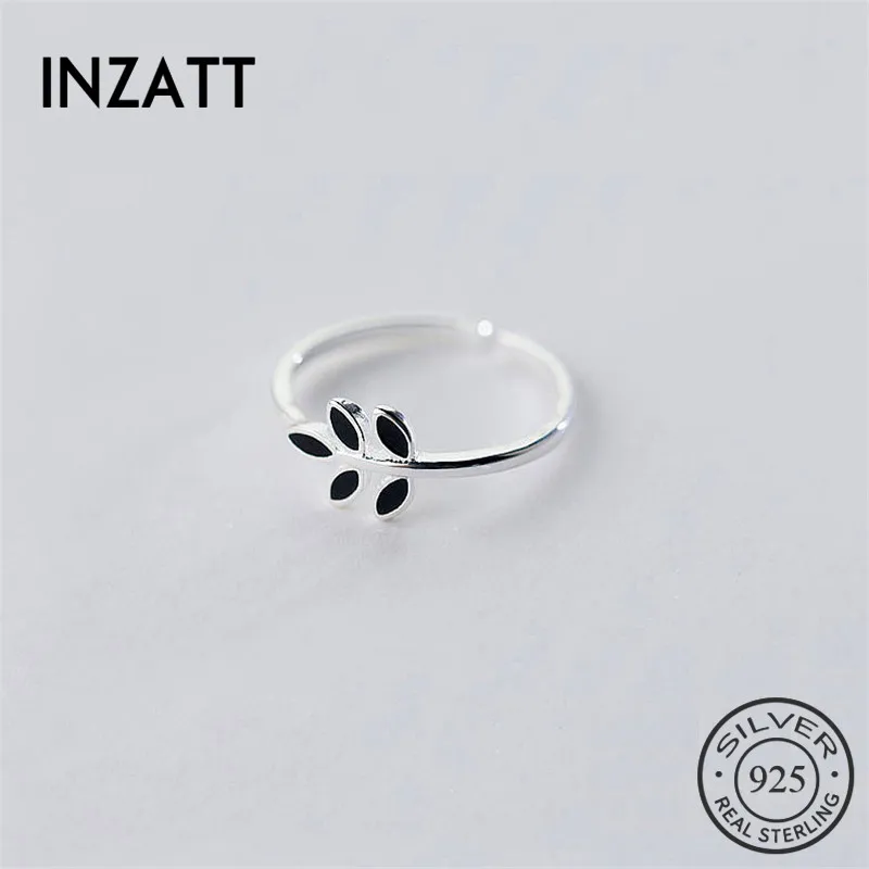 

INZATT Cute Tiny Green Leaf Real 925 Sterling Silver Ring Luxury Brand Prevent Allergy Women Fine Jewelry Birthday Gift