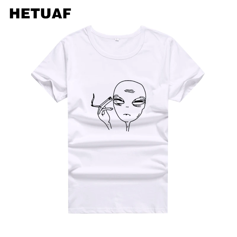 Футболка HETUAF женская с рисунком черепа инопланетянина хлопковая рубашка скелета