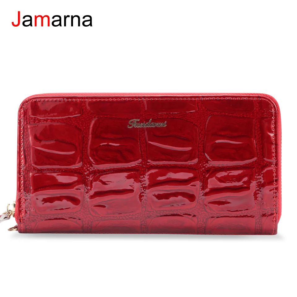 Jamarna кошелек женский из натуральной кожи женские кошельки на молнии красный