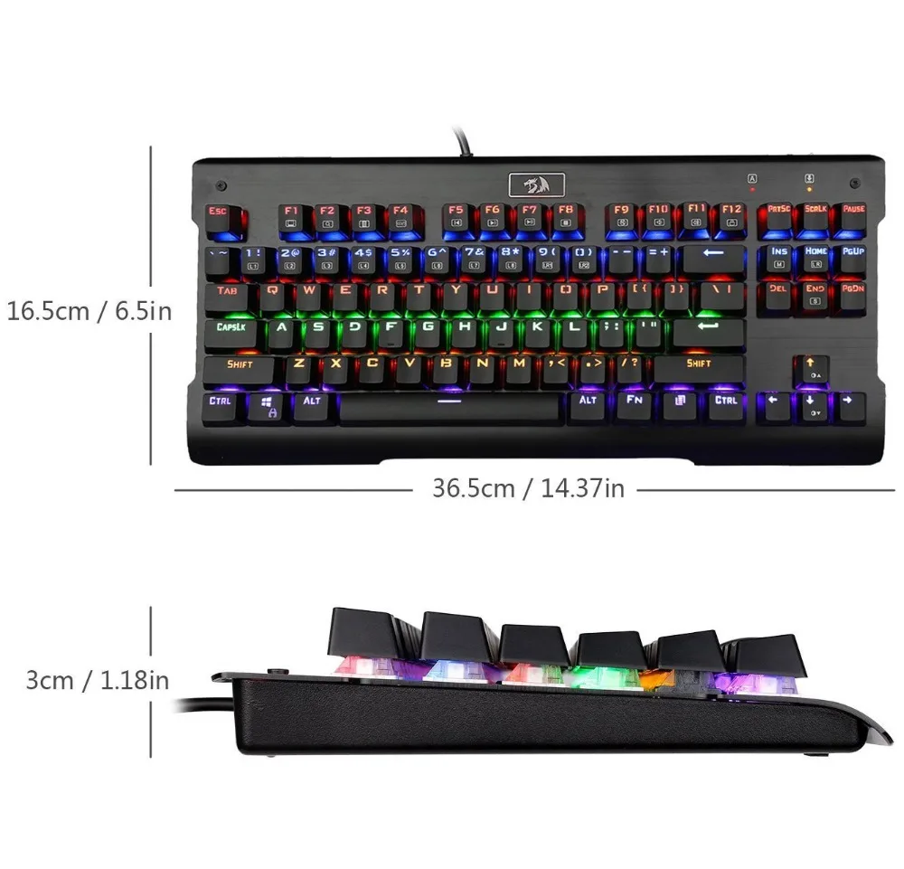Redragon K561 87 Ключи anti ореолы синий переключатели Радужная подсветка