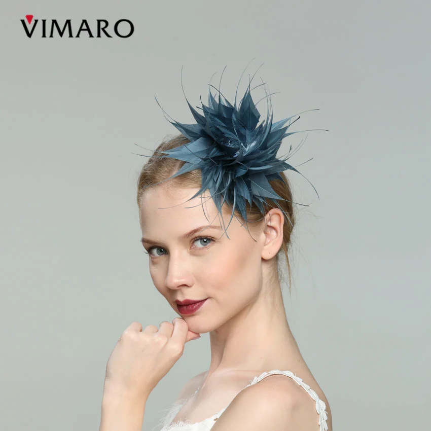 VIMARO элегантный темно синий перо Свадебный чародей партия вечерние аксессуары