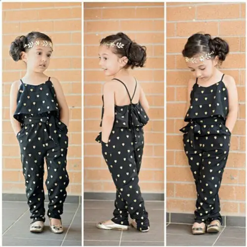 Children Kid Girl Clothing Fashion Heart Flower Kids Girls Jumpsuits Bib Pants Suspender Trousers Overalls | Мать и ребенок