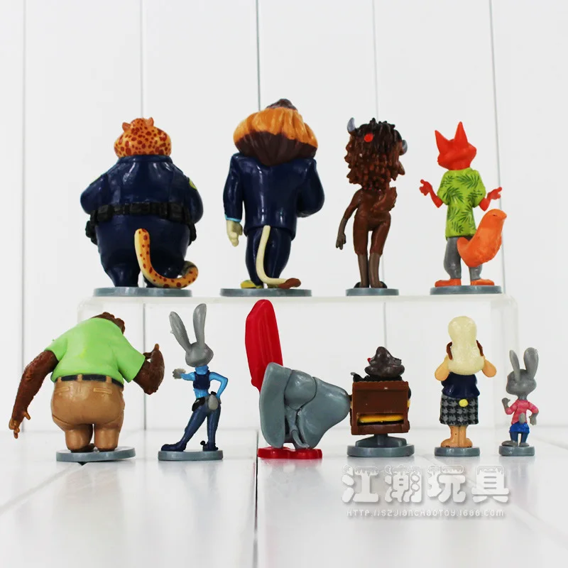 Disney Zootopia Ник Уайлд Джуди Хопс 10 Шт./лот PVC Фигурки Аниме Базовый Набор Brinquedos 5 СМ