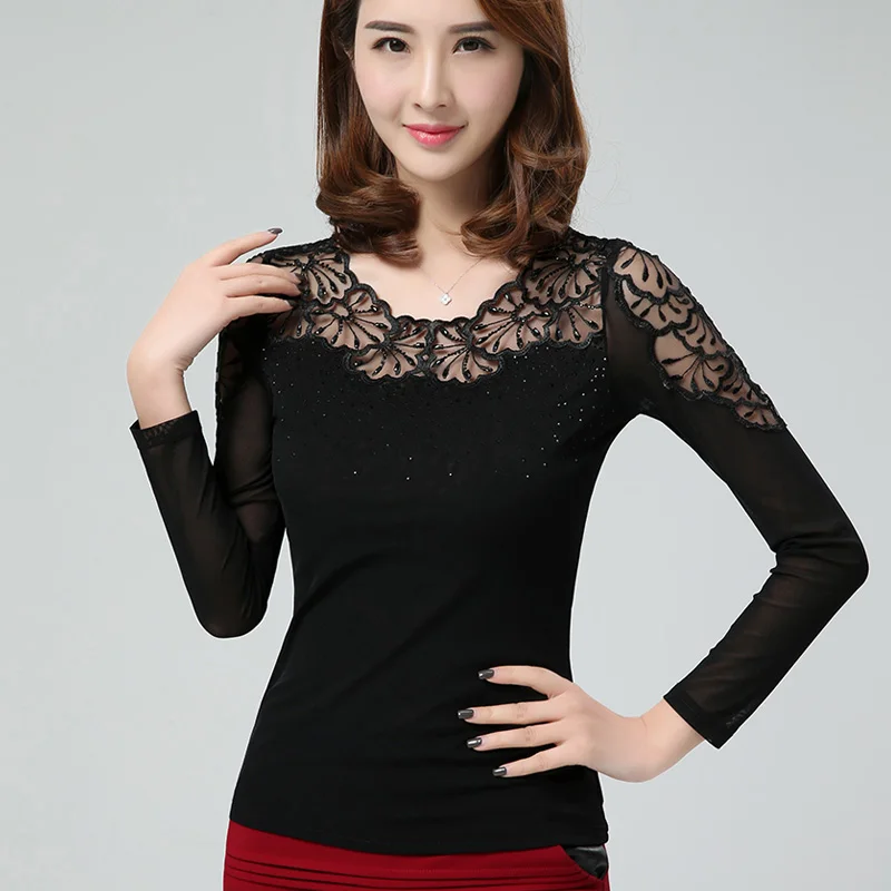 Женская блузка с длинным рукавом FGLAC элегантная кружевная Весенняя рубашка