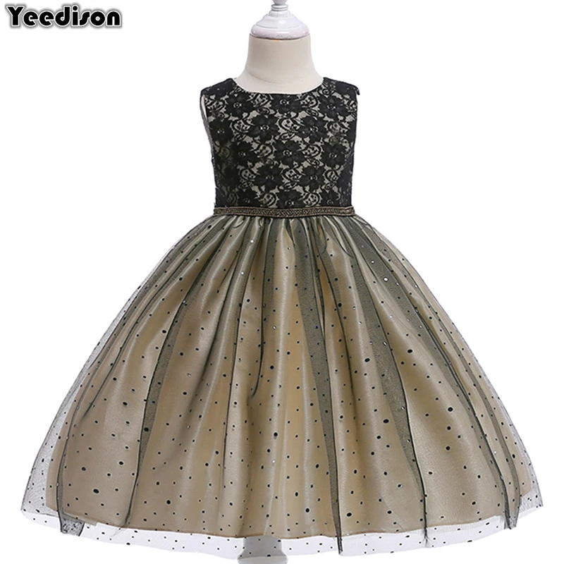 2018 New Flower Girl Princess Dress Mesh Sequins Party Kids Dresses For Girls Wedding 14 Years Sleeveless Children Costume | Детская