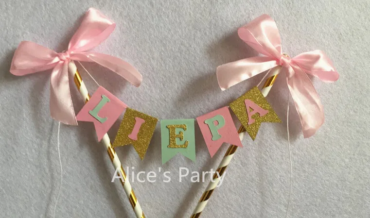 Ручной работы на заказ Детское Имя торт Топпер бандаж детский душ вечеринка