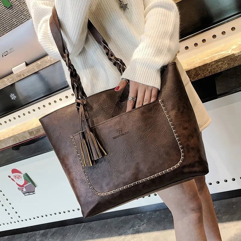 Женская сумка тоут из кожи с ручками и плечевым ремнём|Сумки ручками| |