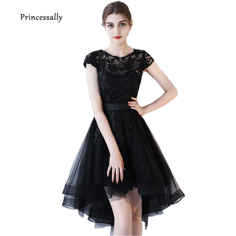 Robe De Soriee новое черное вечернее платье короткое спереди с длинным рукавом
