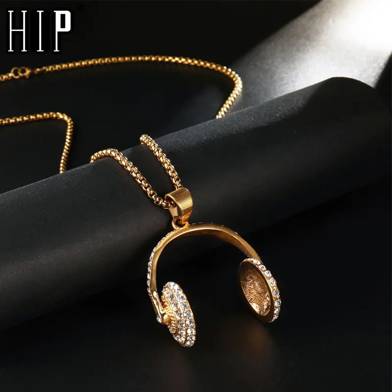 Хип Хоп рок DJ Rap Iced Out Bling Наушники кулоны ожерелье дизайн Музыкальная гарнитура