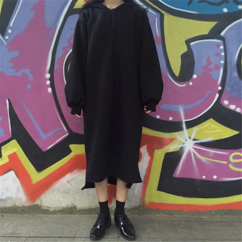 Женское платье Толстовка Harajuku длинное бархатное толстовка с рукавами фонариками