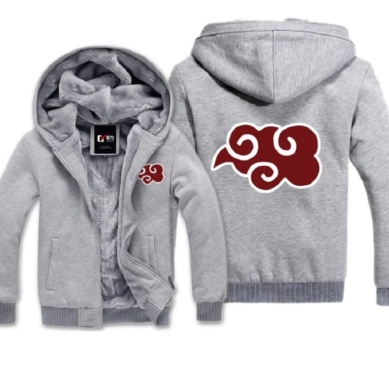 Зимняя утолщенная куртка с капюшоном Наруто Аниме плащ Акацуки повседневная