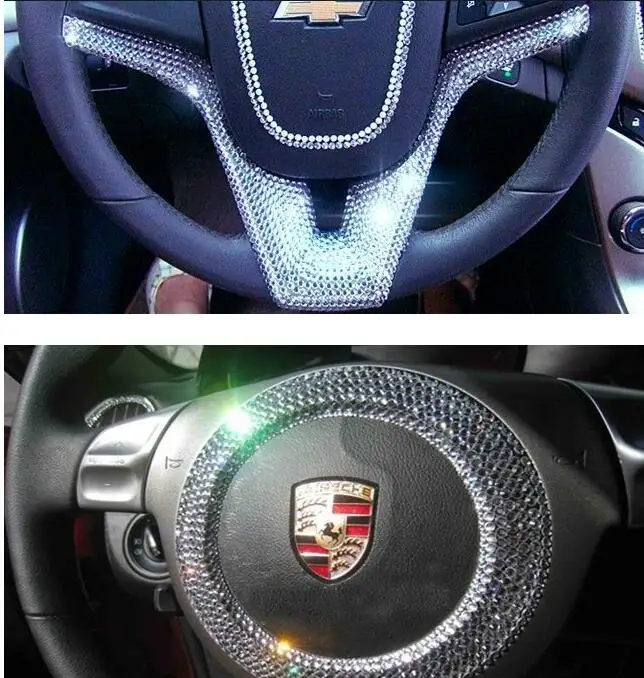 3D diy Светоотражающие хрустальные наклейки для автомобиля, зеркало на рулевое колесо, эмблема, светильник, ручка для бровей и ДУ, для помещений и улицы, для приборной панели