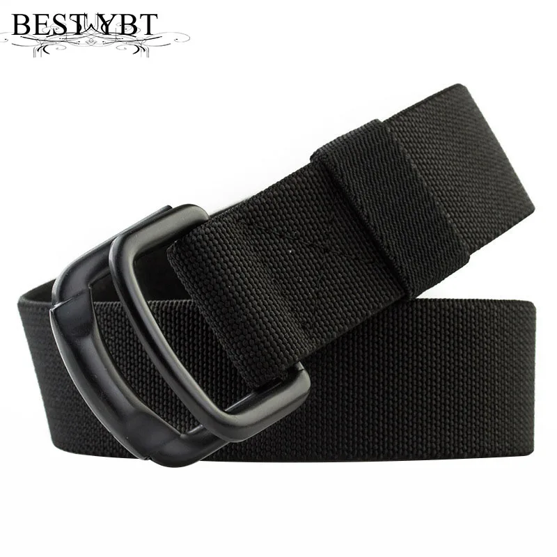 

Best YBT Unisex canvas belt Alloy double ring buckle Stretch weave Men belt outdoor casual cowboy Men and Women belt