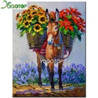 Алмазная 5D картина YOGOTOP для творчества, полное квадратноеКруглое сверло ослик и цветок, 3D вышивка крестиком, подарок, свадебный Декор, YY016
