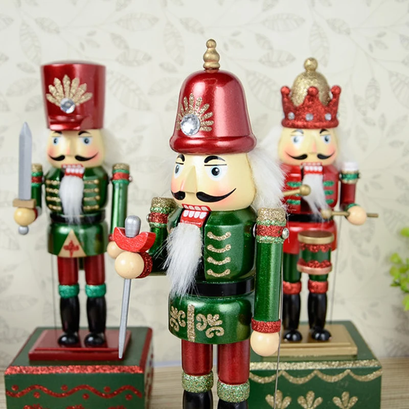 HT056 музыкальная шкатулка 31 см с мелким нарисованным Щелкунчиком воинов грецкого