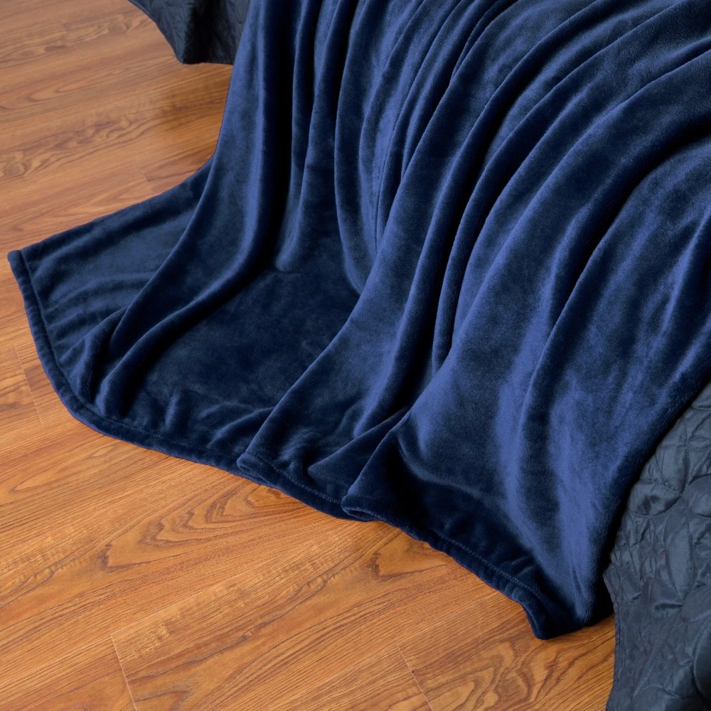 

Winter Warm Soft Coral Fleece Flannel Blanket Solid Blue Color Faux Fur Bedspread For Bed Washable Sofa Cover Plaid Blankets