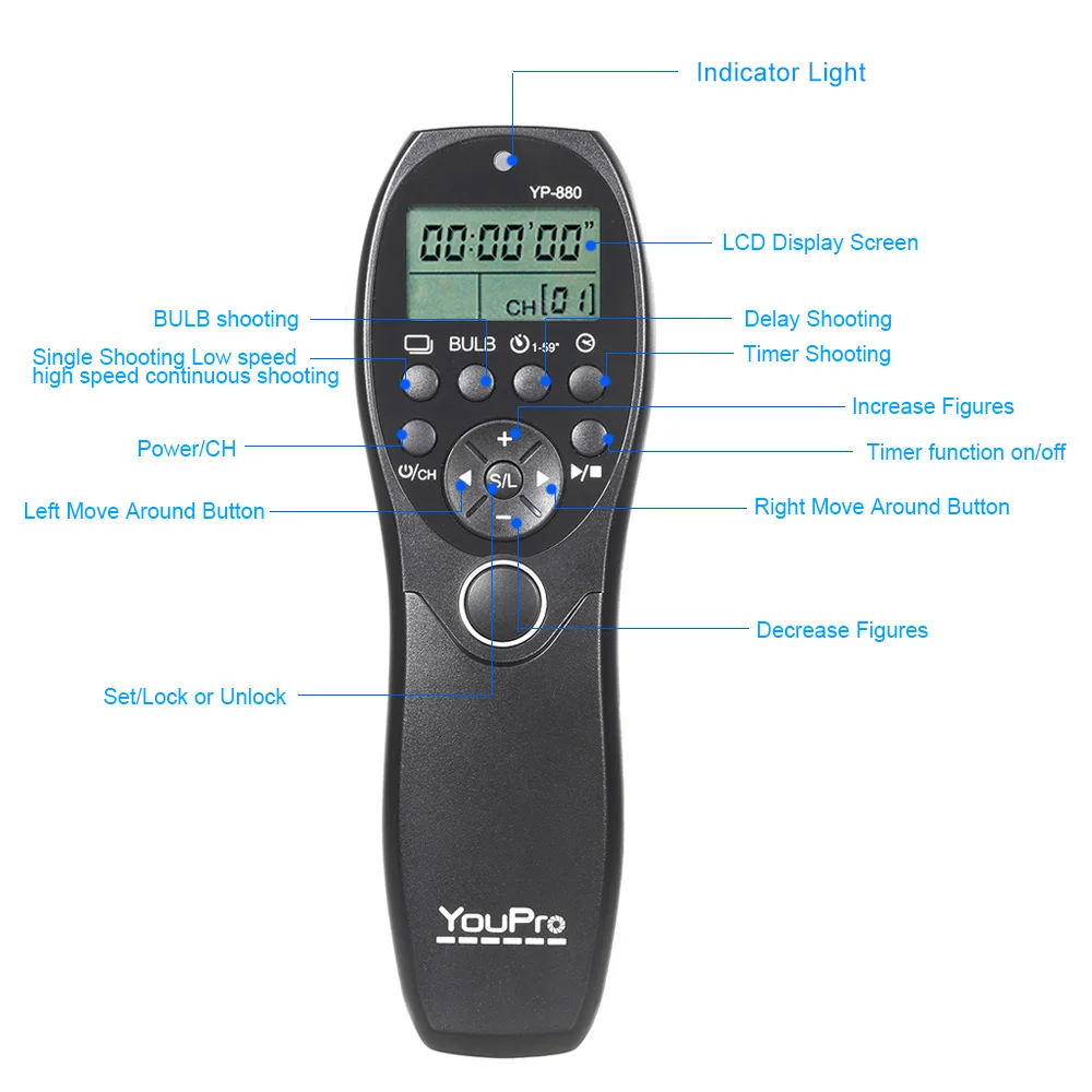 YouPro YP-880 S2 камера проводной спуск затвора таймер дистанционное управление