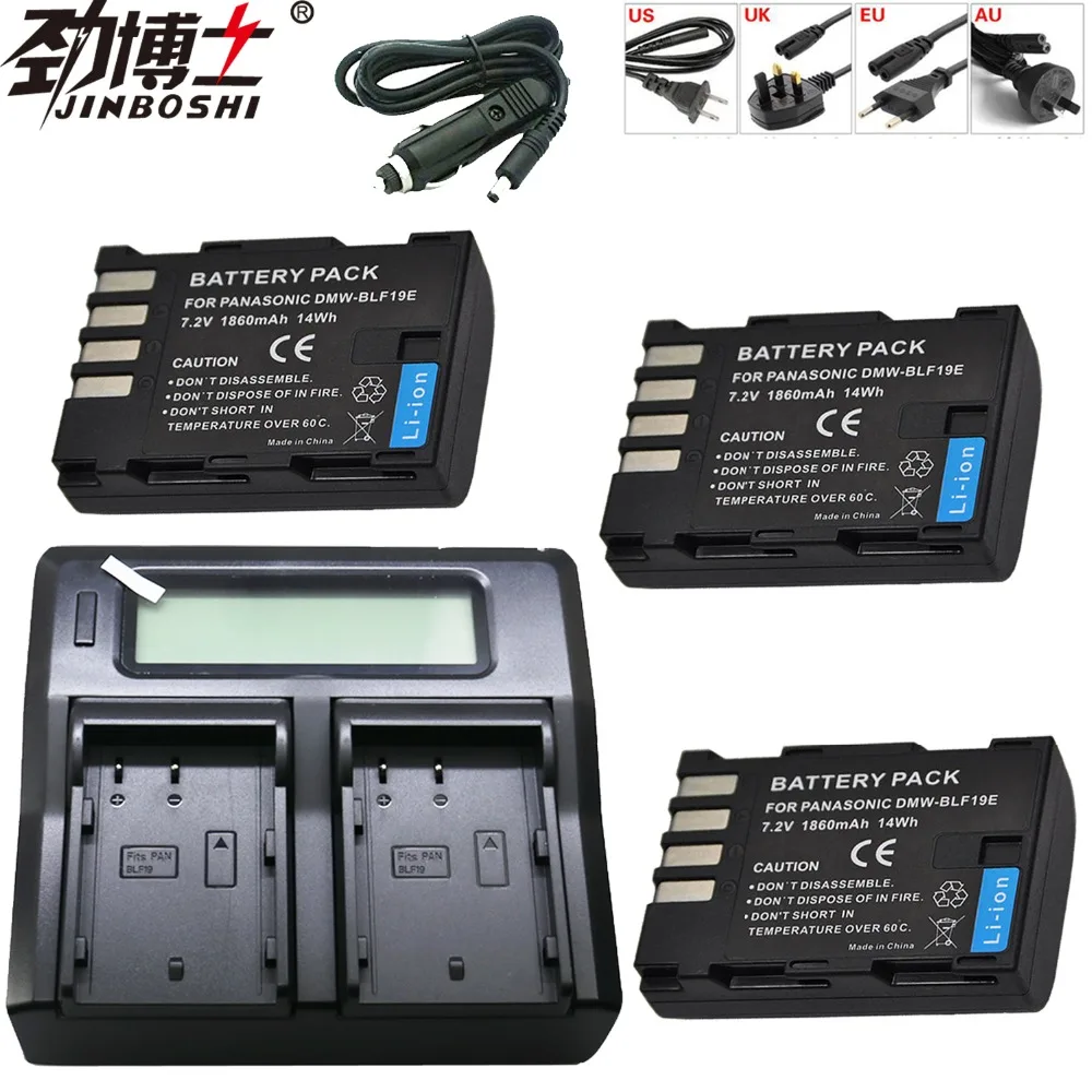 3 шт. DMW BLF19 BLF19E BLF19e 1860 мАч батареи + LCD двойное зарядное устройство для Panasonic Lumix GH3 GH4