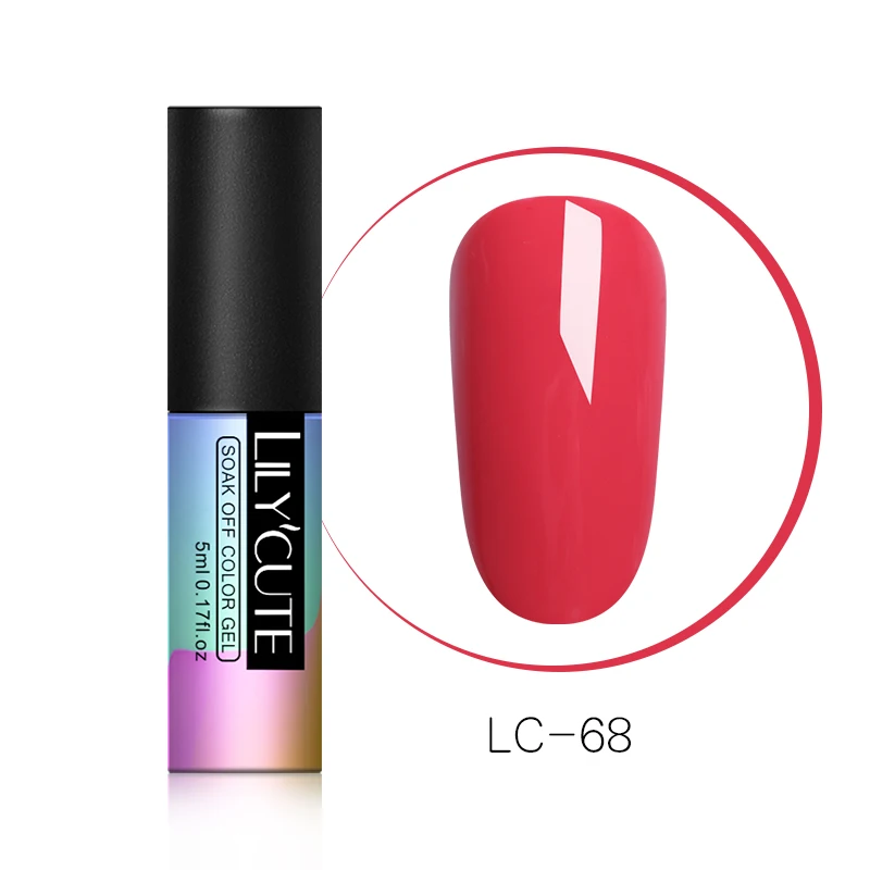 LC68 LILYCUTE 5 мл Гель-лак для ногтей красная серия Гель длительное замачивание уф-Гель-лак Блестящий Гель-лак для ногтей светодиодный чистый цветной гель для ногтей - Цвет: LC68