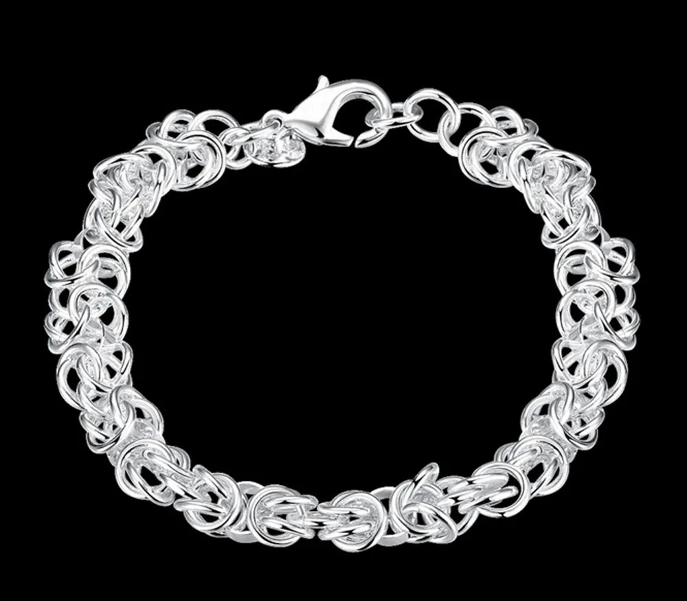 Бесплатная доставка 925 штампованный Серебряный цветной браслет для мужчин и