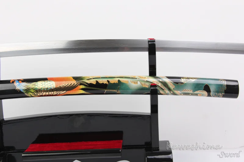 Японский самурайский катана узор в виде феникса кованая Дамасская сталь