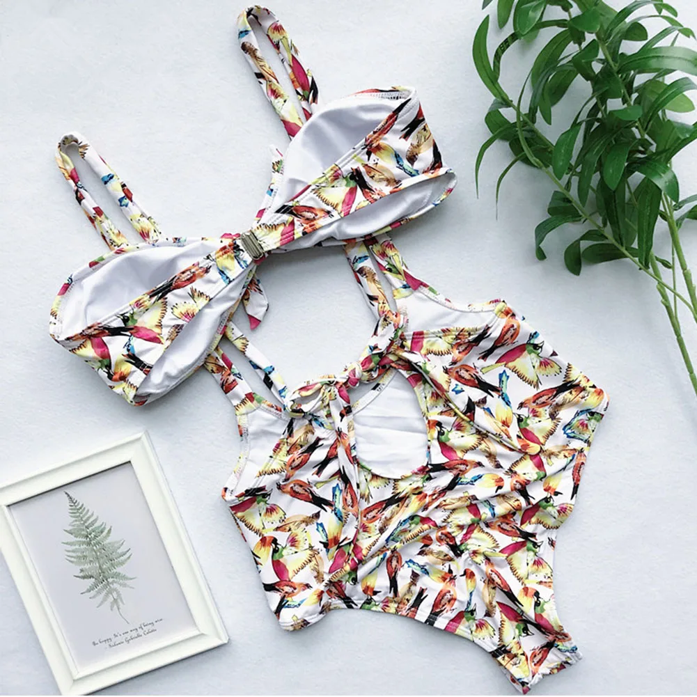 Женский Бандаж мягкий пляжный пуш-ап цветочный принт купальник летний высокая