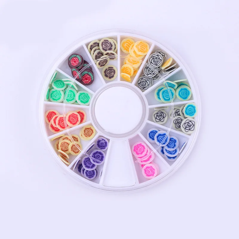 12 стилей Fimo Ломтики для слайма слайд кристально чистые поставки слаймов DIY фруктовая коробка аксессуары украшения игрушки для детей ногти искусство - Цвет: Rose slices