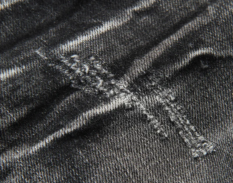Модные Винтажные Мужские джинсы черного, серого цвета, облегающие рваные джинсы, мужские потертые брюки, уличная одежда, классические джинсы, брюки в стиле хип-хоп