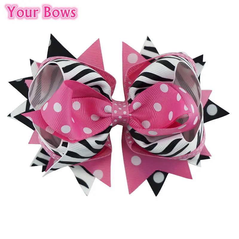 Банты для волос с полосками зебры 5 дюймов заколка девочек милая Женская повязка