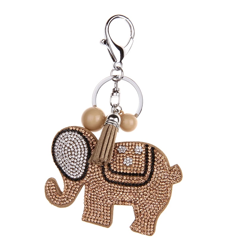 Новинка 2018 милый серебряный цвет брелок для ключей стразы слон кожаный чехол 4