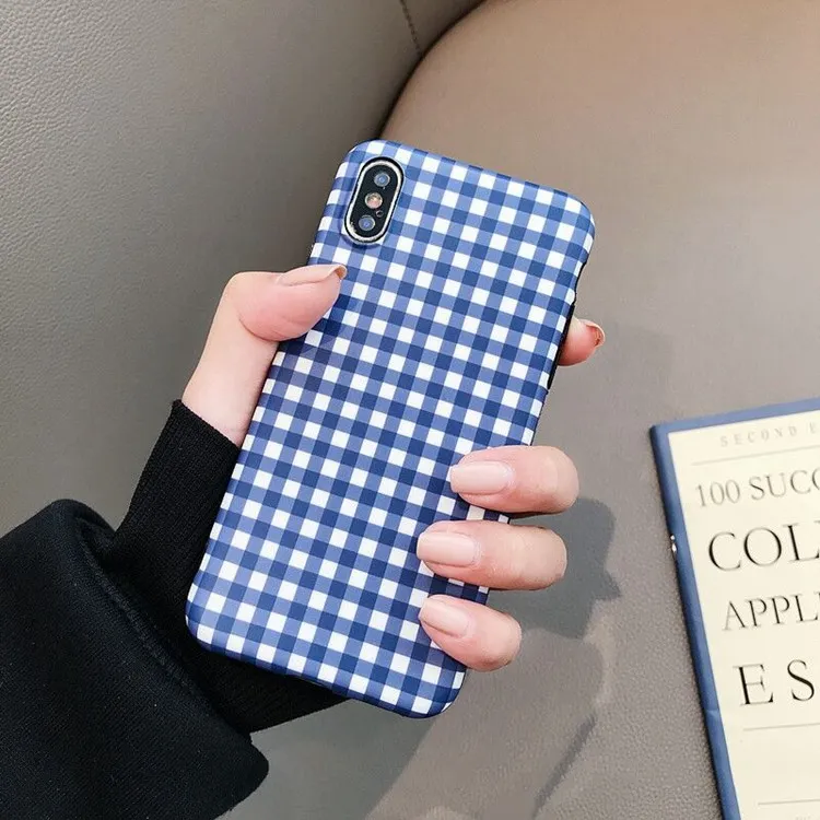 Wixcen корейский розовый клетчатый чехол для телефона Iphone Xs Max винтажный сетчатый