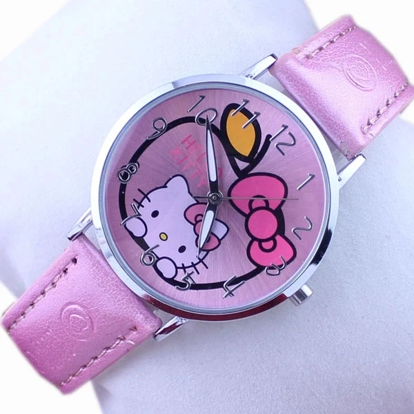 Кварцевые детские наручные часы hello Kitty модные розовые студенческие с героями