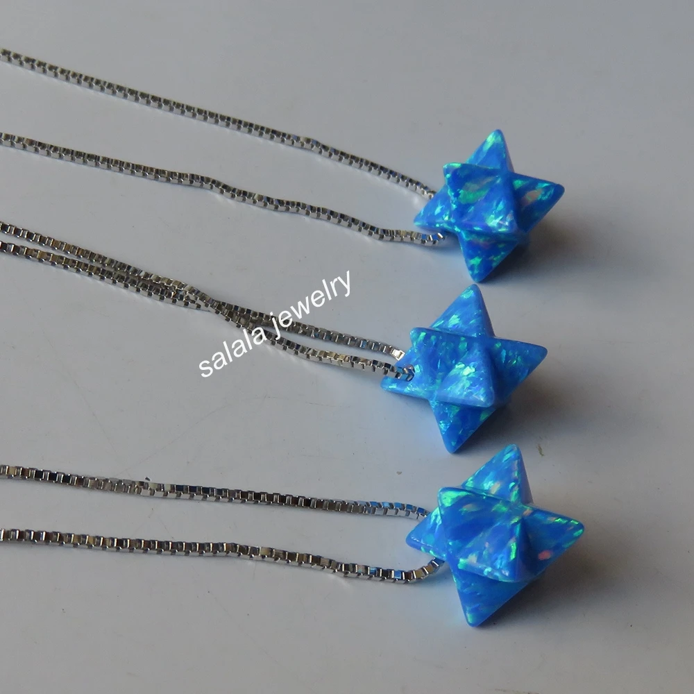 Акция! Женское Ожерелье с опалом Merkaba серебро 8 мм 3D звездой для подарка женщин |
